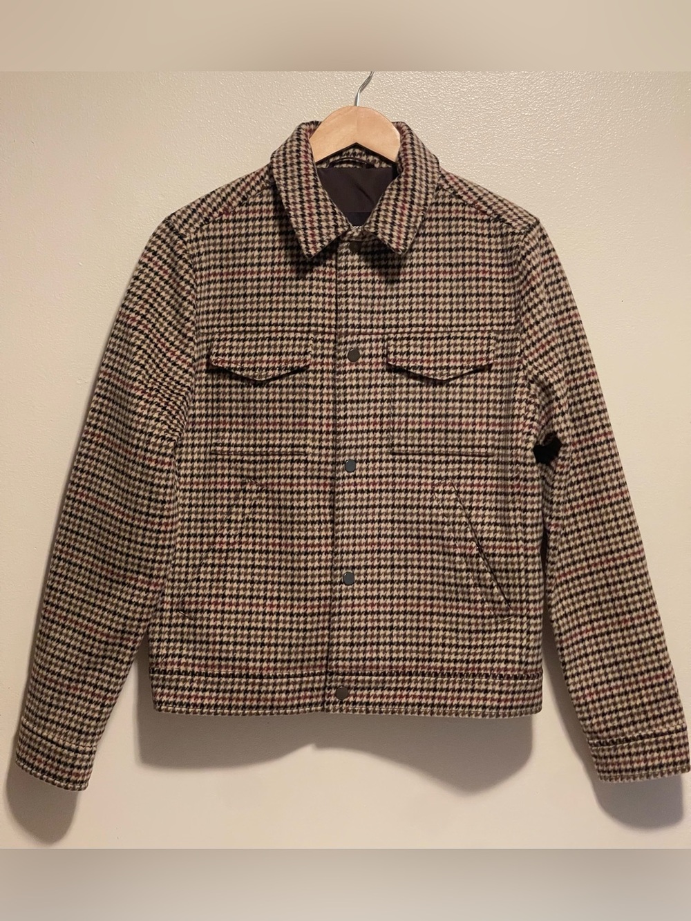 Express Men's Houndstooth Shirt Jacket - Brown, Black, Cream